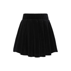 LITTLE PARNI VELOUR PLEATED SKIRT