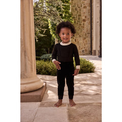 LITTLE PARNI 2PC VELOUR ONESIE WITH OVERALL SET