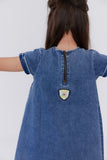 CREW KIDS STITCH PATCH DENIM DRESS