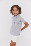 CREW BASICS PIPED POCKET POLO