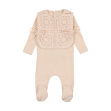 BEE & DEE 3PC FOOTIE, BONNET WITH CROCHET VEST SET