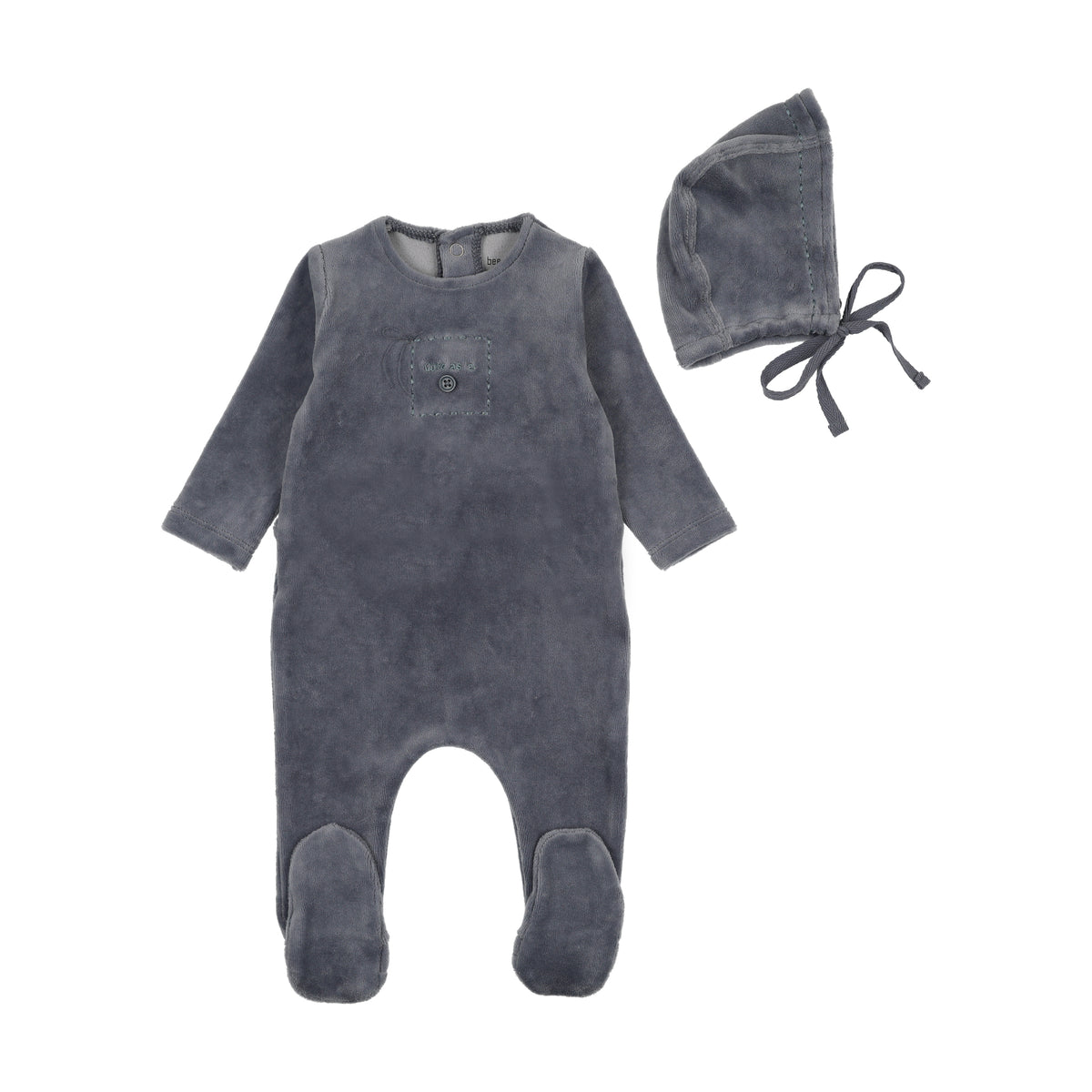 BEE & DEE 2PC CUTE AS A BUTTON FOOTIE WITH BONNET SET