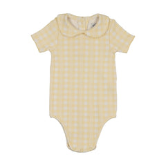 KIN KIN PETER PAN COLLAR GINGHAM ONESIE