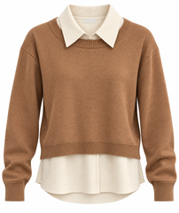 LULU TEEN 2PC KNIT COLLARED SHELL WITH SWEATER TWINSET