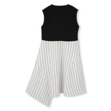 DKNY SHORT SLEEVE STRIPED BOTTOM ASYMMETRICAL DRESS