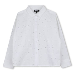 DKNY LONG SLEEVE RHINESTONE ALLOVER SHIRT