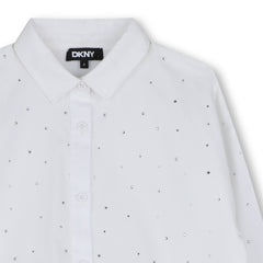 DKNY LONG SLEEVE RHINESTONE ALLOVER SHIRT