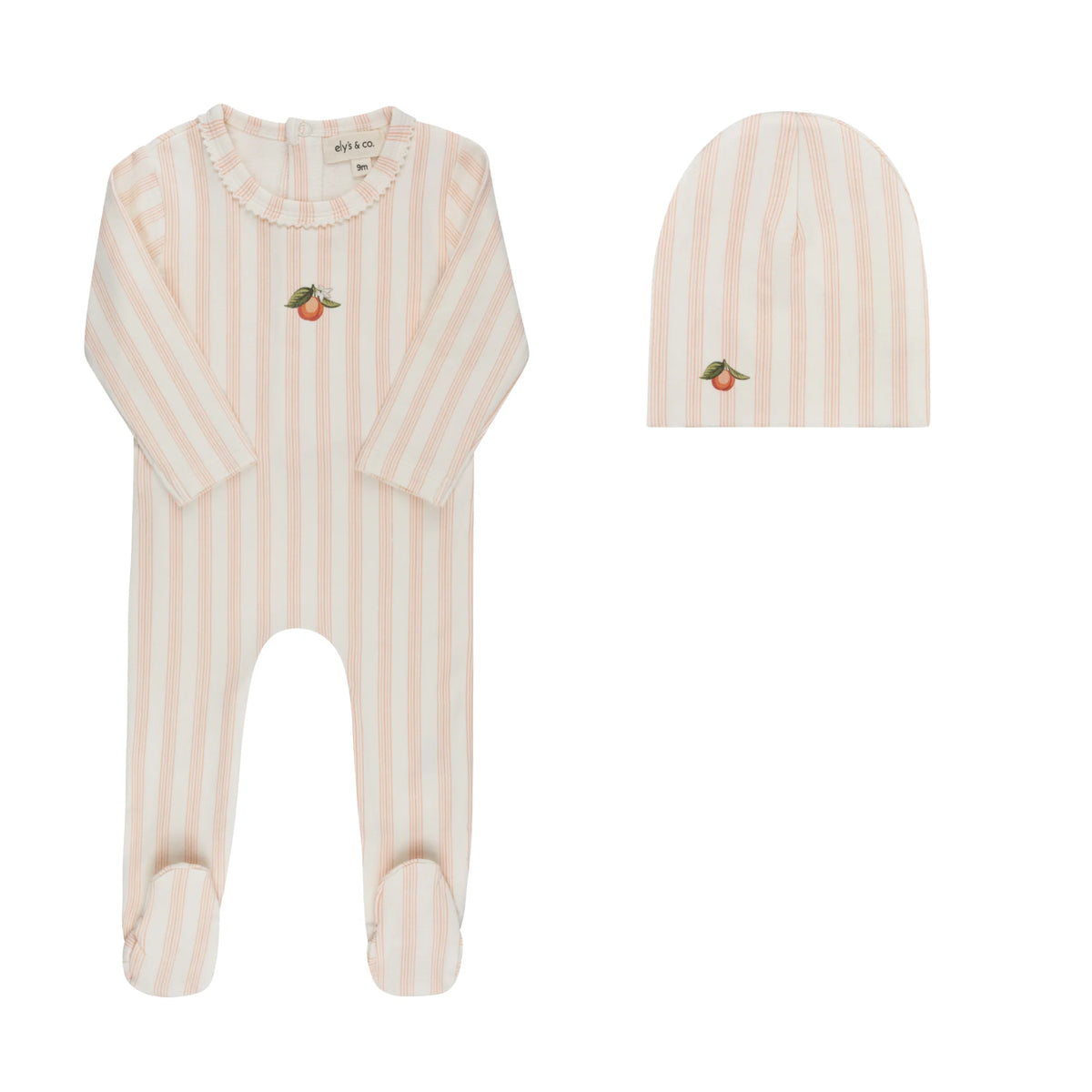 ELYS & CO. 2PC FRUIT PRINT FOOTIE+BEANIE SET
