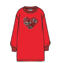 MOSCHINO LONG SLEEVE BOW HEART GRAPHIC SWEATER DRESS