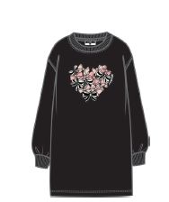 MOSCHINO LONG SLEEVE BOW HEART GRAPHIC SWEATER DRESS