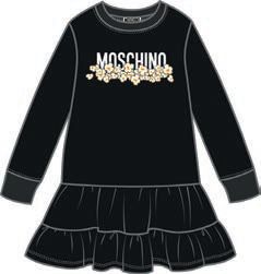 MOSCHINO LONG SLEEVE POPCORN GRAPHIC LOGO DRESS