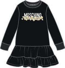MOSCHINO LONG SLEEVE POPCORN GRAPHIC LOGO DRESS