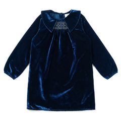 LOUIS LOUISE AVELINE VELVET SMOCKED COLLAR DRESS