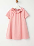 IL GUFO SHORT SLEEVE ALINE DRESS WITH RUFFLE COLLAR