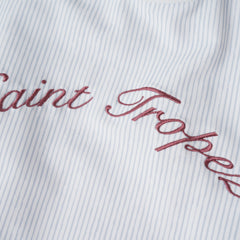 COCO BLANC STRIPED RUCHED SWIMSUIT