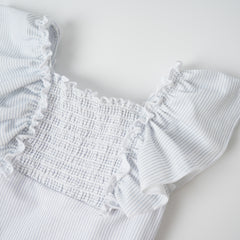 COCO BLANC STRIPED RUCHED SWIMSUIT