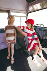COCO BLANC STRIPED A-LINE DRESS