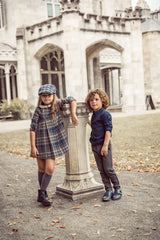 COCO BLANC COLLAR PLAID DRESS