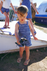 COCO BLANC PRINTED DENIM OVERALLS