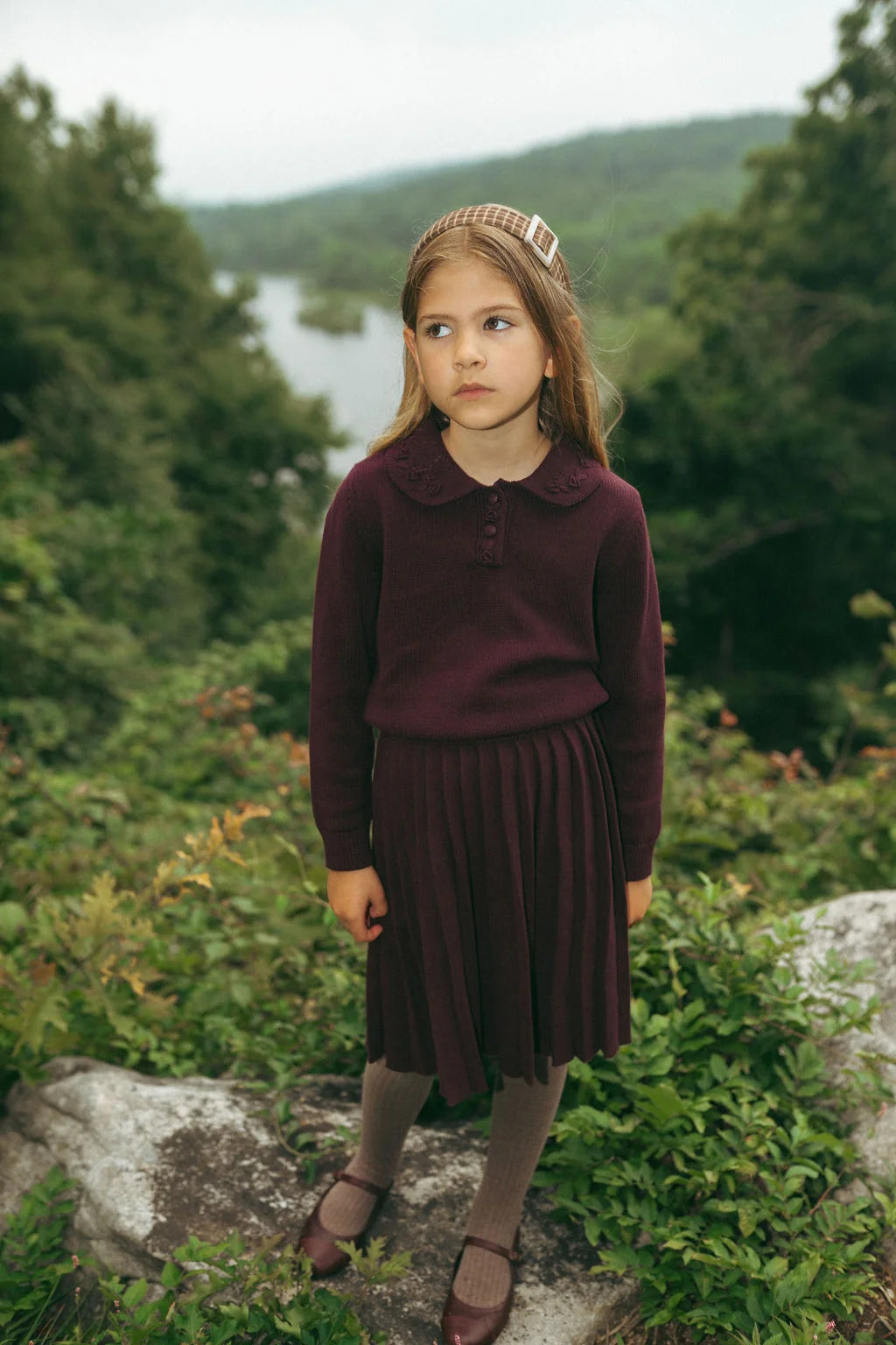 SWEET THREADS 2PC HERITAGE COLLARED KNIT TOP WITH PLEATED KNIT SKIRT