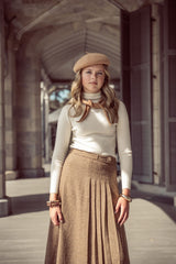 COCO BLANC SIDE BUCKLE HERRINGBONE SKIRT