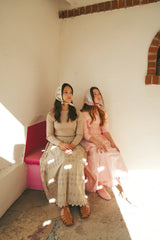 URBAN EDGE 2PC SCALLOPED KNIT SWEATER WITH EYELET PLEATED SKIRT