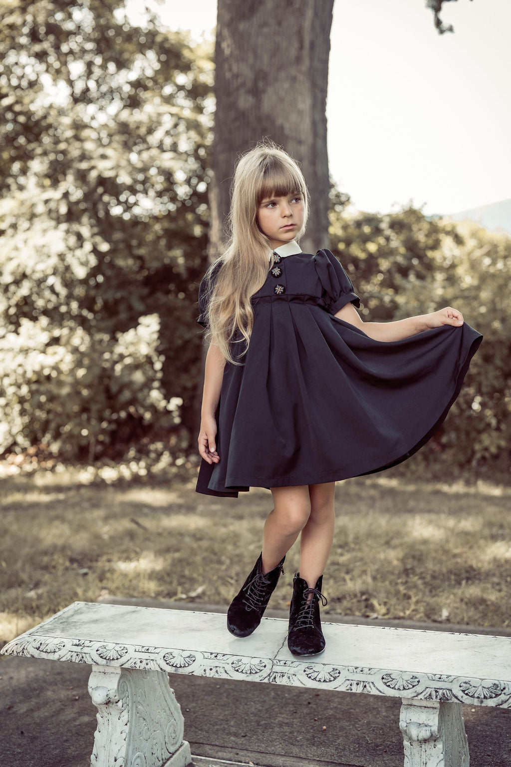 COCO BLANC S/S COLLAR TAFFETA DRESS