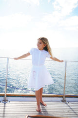 CALLA LILI 2PC SCALLOPS LINEN SHIRT WITH SCALLOPS SKIRT