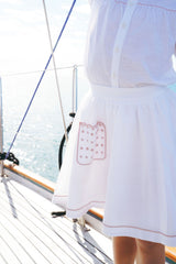 CALLA LILI 2PC SCALLOPS LINEN SHIRT WITH SCALLOPS SKIRT