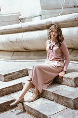 COCO BLANC 2PC RUFFLE SWEATER WITH CREPE SKIRT