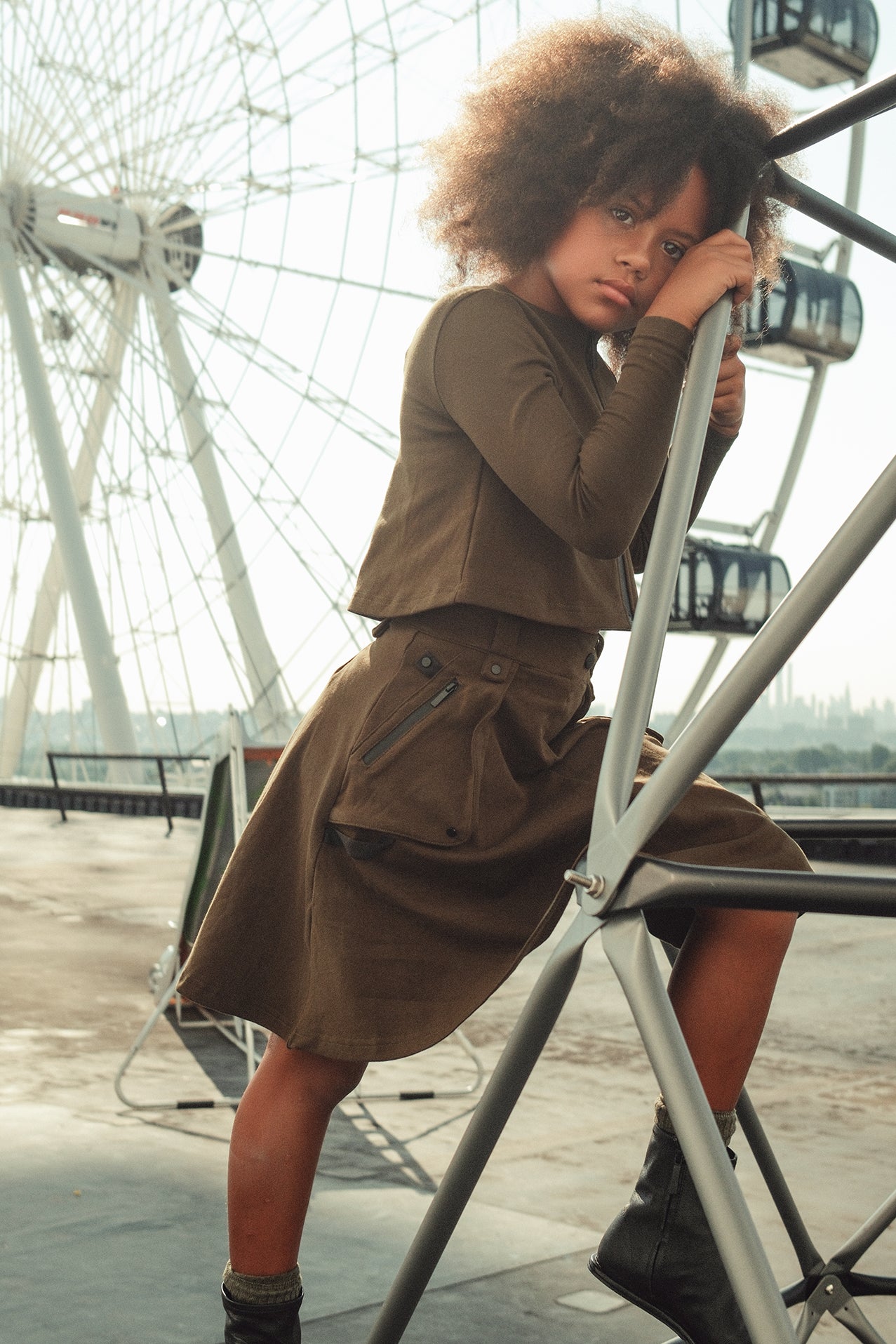 BYKE 2PC CANVAS ZIPPER CARDI WITH CANVAS MAXI SKIRT