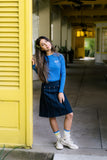 FROO STYLE THEA PLEATED DENIM SKIRT