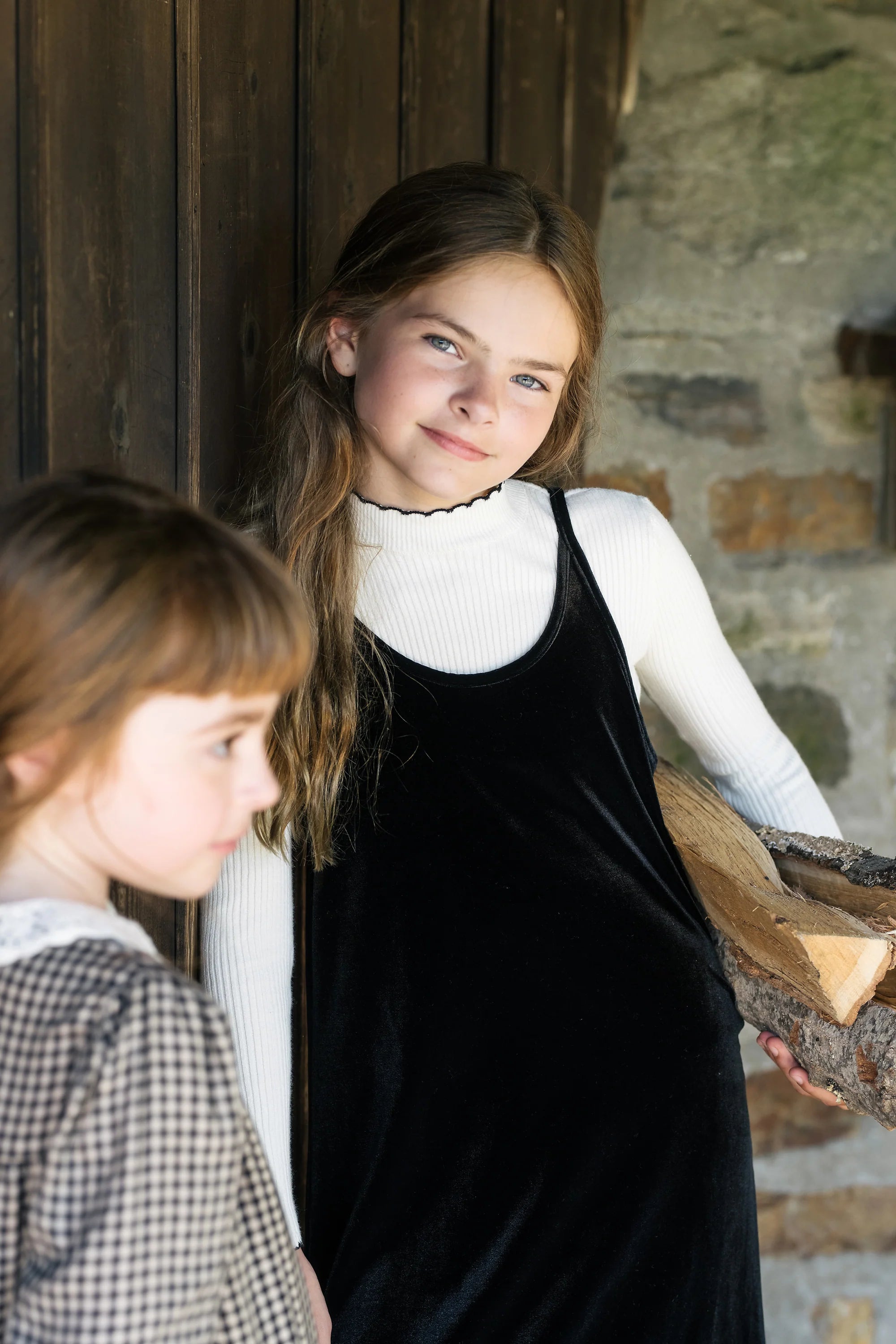 LIL LEGS SCALLOPED KNIT MOCKNECK