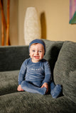 POUF 2PC "STAY COZY" FOOTIE WITH BEANIE SET