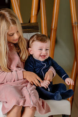 POUF 2PC VELOUR FOOTIE WITH BEANIE SET