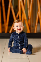 POUF 2PC VELOUR FOOTIE WITH BEANIE SET