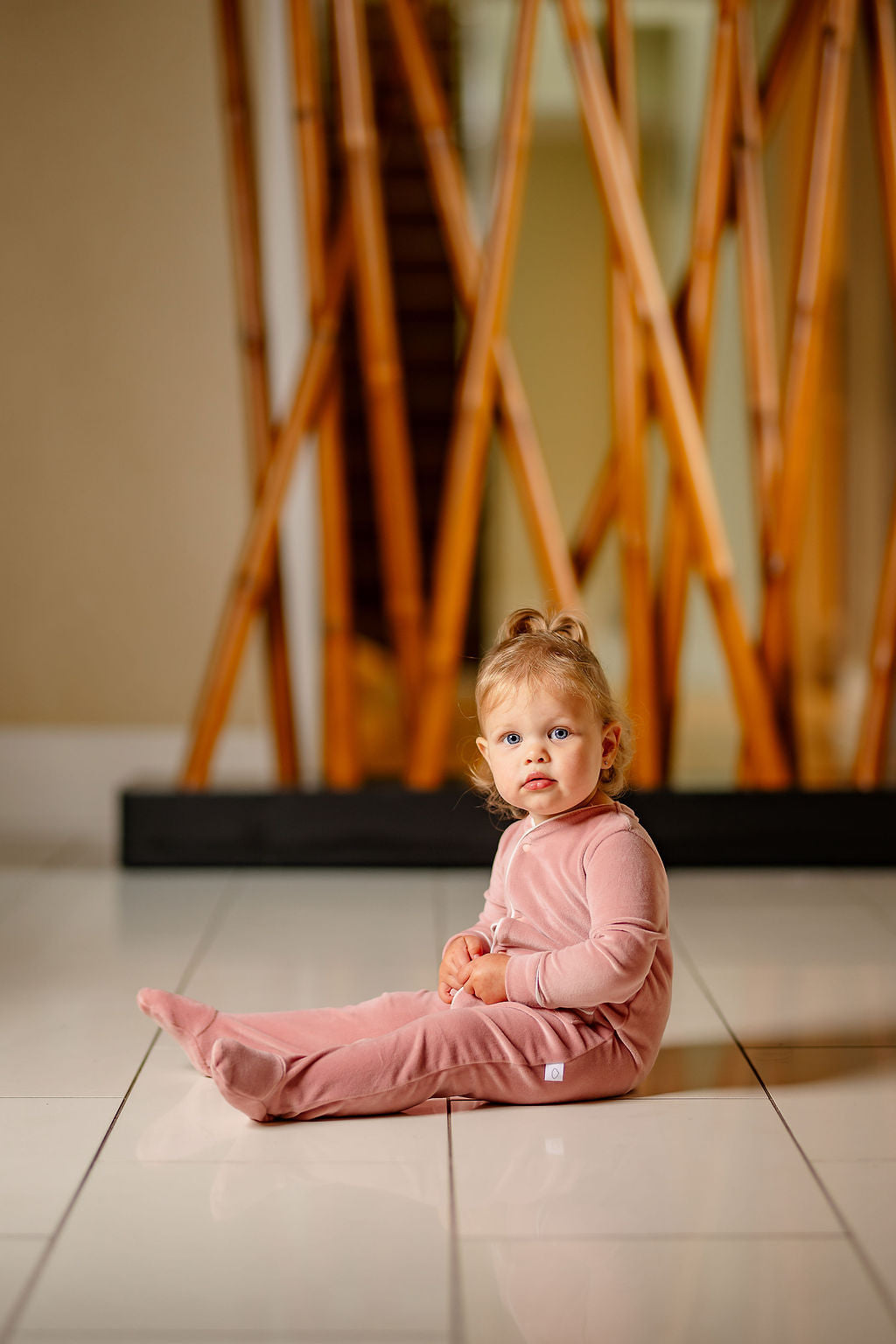 POUF 2PC VELOUR FOOTIE WITH BEANIE SET