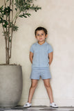 ANALOGIE 2PC WINDOWPANE COLLAR SHIRT AND BUTTON SHORTS SET
