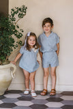 ANALOGIE 2PC WINDOWPANE COLLAR SHIRT AND BUTTON SHORTS SET