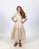 RED QUEEN 2PC ORGANZA COLLAR BLOUSE WITH TIERED SKIRT