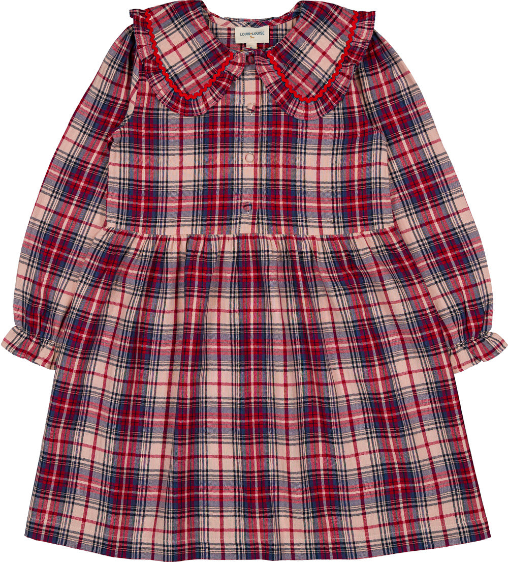 LOUIS LOUISE NUALA RIC RAC TRIM COLLAR PLAID DRESS