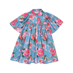 CHRISTINA ROHDE FLOWER PRINT FLUTTER SLEEVE DRESS