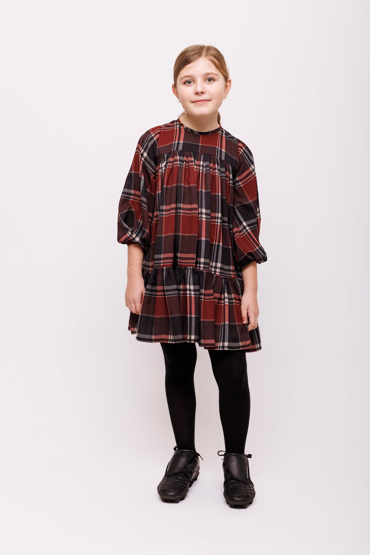 OLIVIA ROHDE LONG SLEEVE LAYERED PLAID DRESS