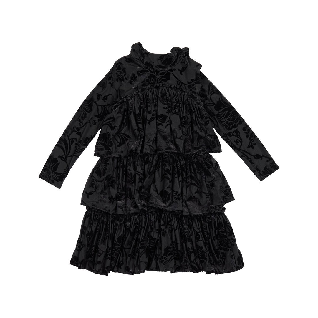 OLIVIA ROHDE MOCKNECK TIERED LACE DRESS