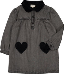 LOUIS LOUISE BELINDA COLLAR WITH HEARTS POCKET DENIM DRESS