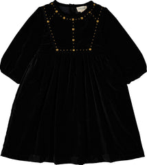LOUIS LOUISE MAHANI VELVET STUDS BIB DETAIL DRESS