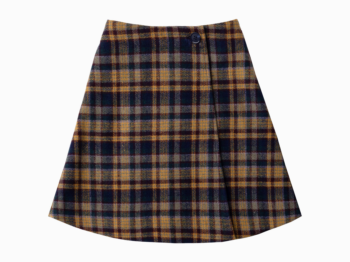 COTTIER  ARIA PLAID WRAP SKIRT