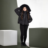 ELLABEE BLACK RACCOON FUR ZIP PUFFER