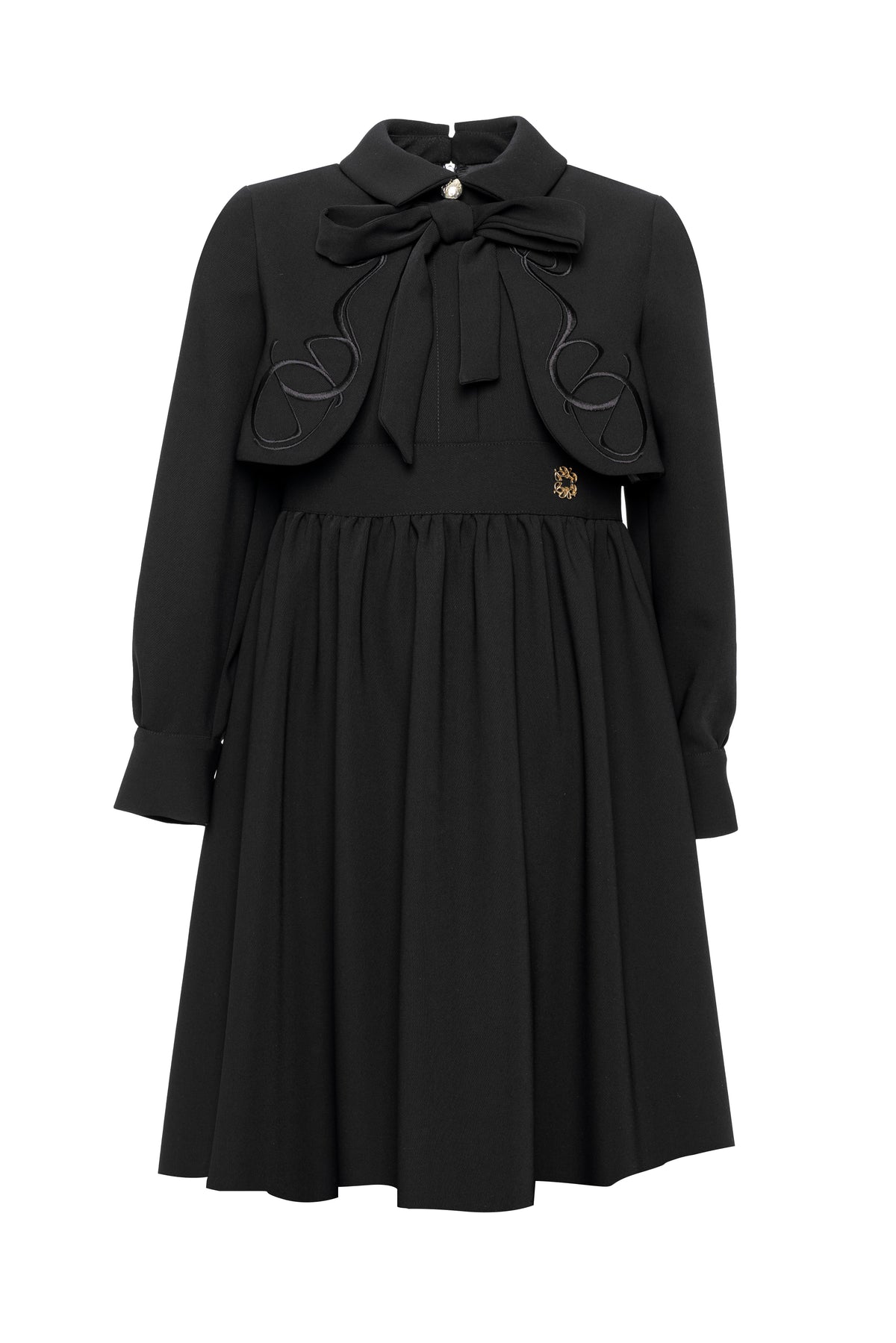 ELIE SAAB EMBROIDERED CREPE BOLERO TOP WITH TIE MAXI  DRESS