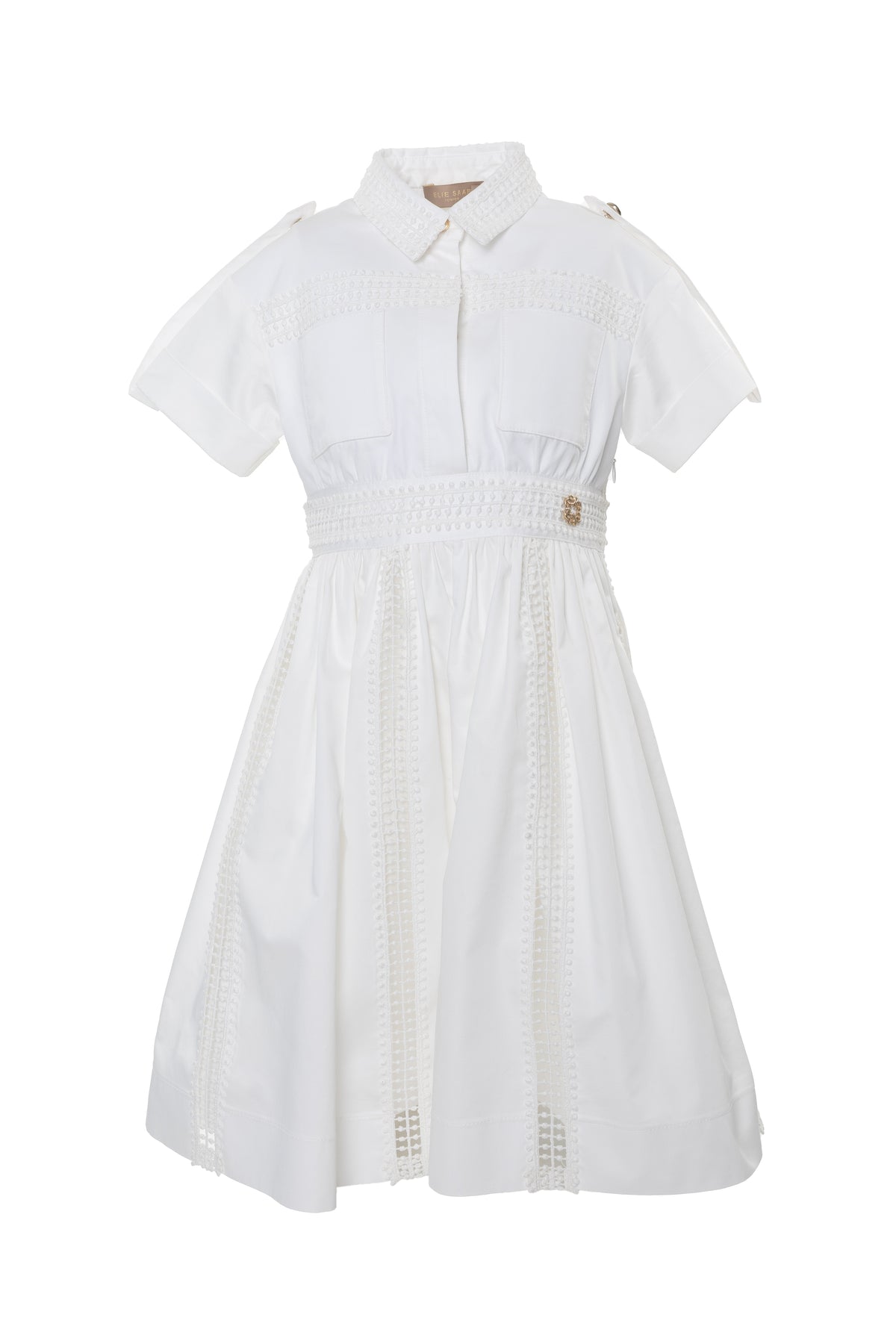 ELIE SAAB LACE DETAIL COTTON DRESS